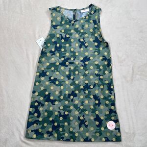 Smiling Button Girls Size 8 Green Camo Gold Polka Dot Tunic Dress New